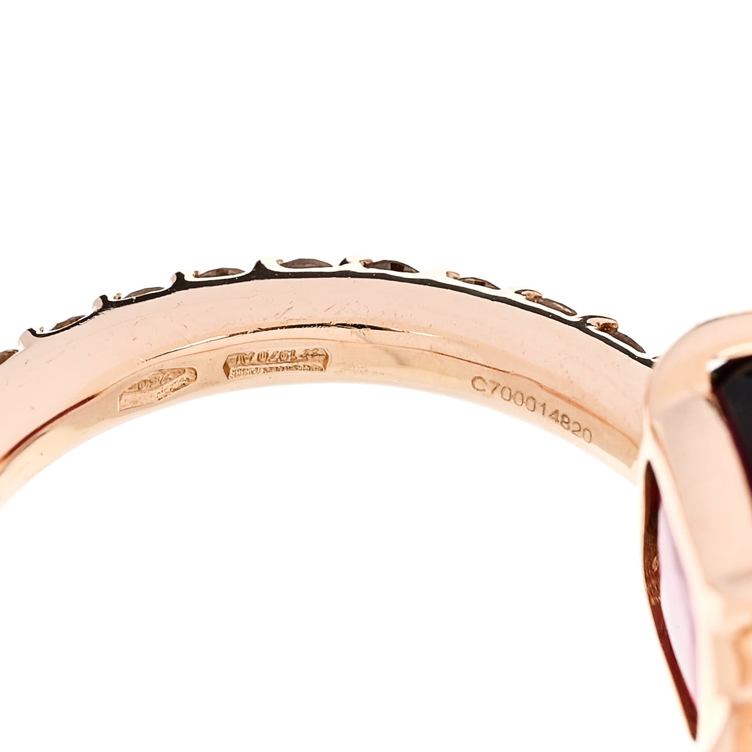 Pomellato 18K Rose Gold Diamond Rhodolite Garnet Classic Nudo Ring 53 6.25 6 of 6