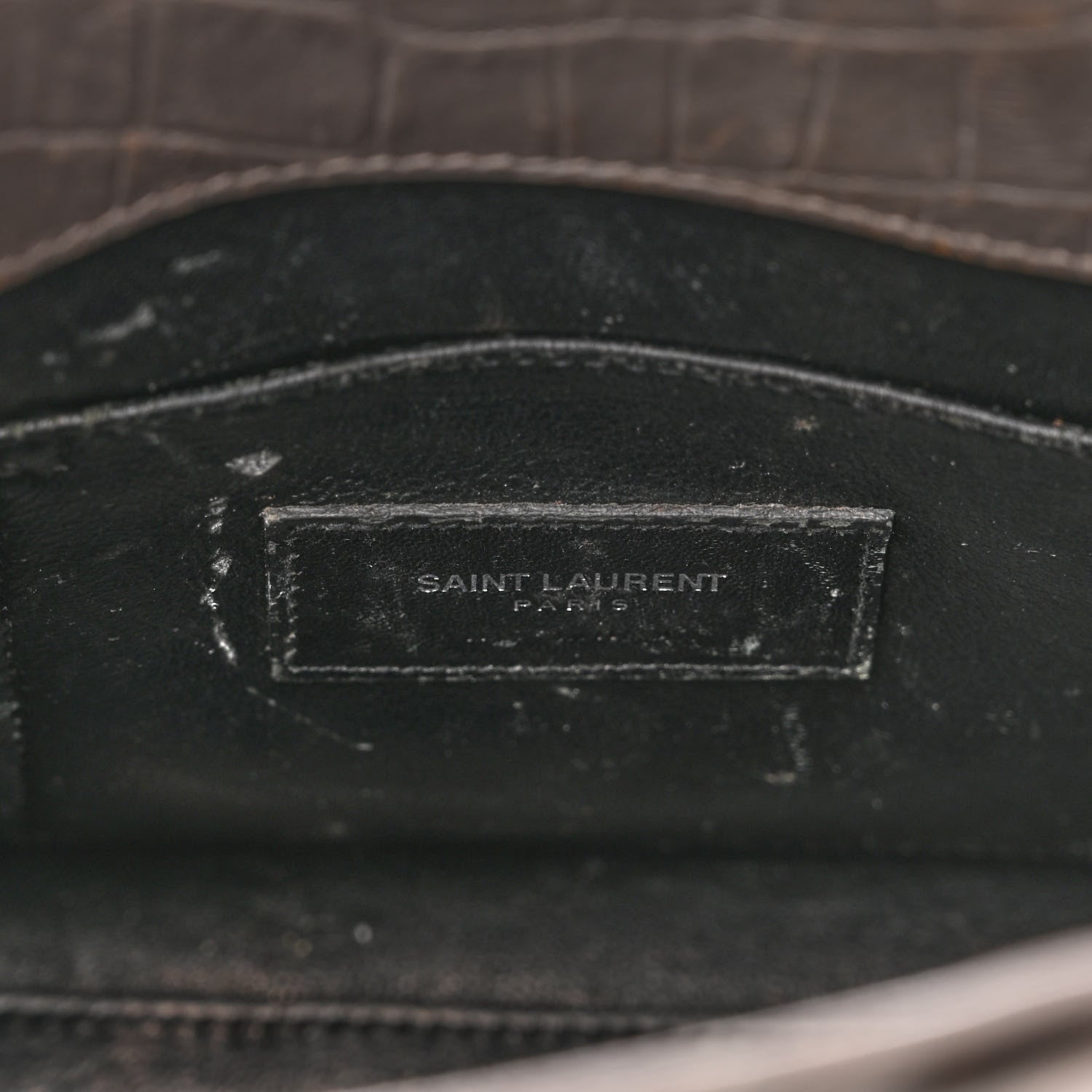 Saint Laurent Calfskin Crocodile Embossed Nano Sac De Jour Fog 6 of 23