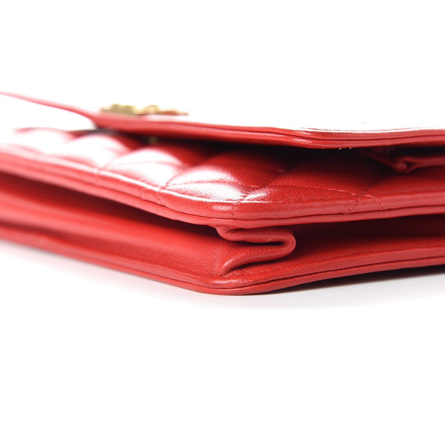 Lambskin Quilted Boy Wallet On Chain WOC Red