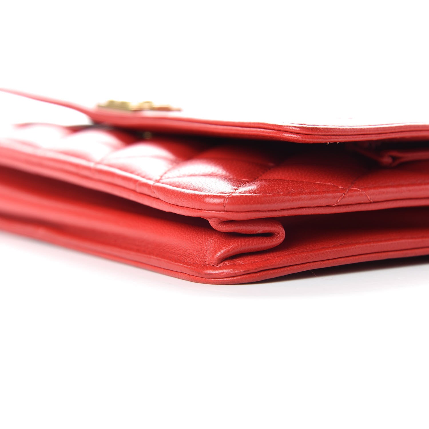 Chanel Lambskin Quilted Boy Wallet On Chain WOC Red 7 of 9