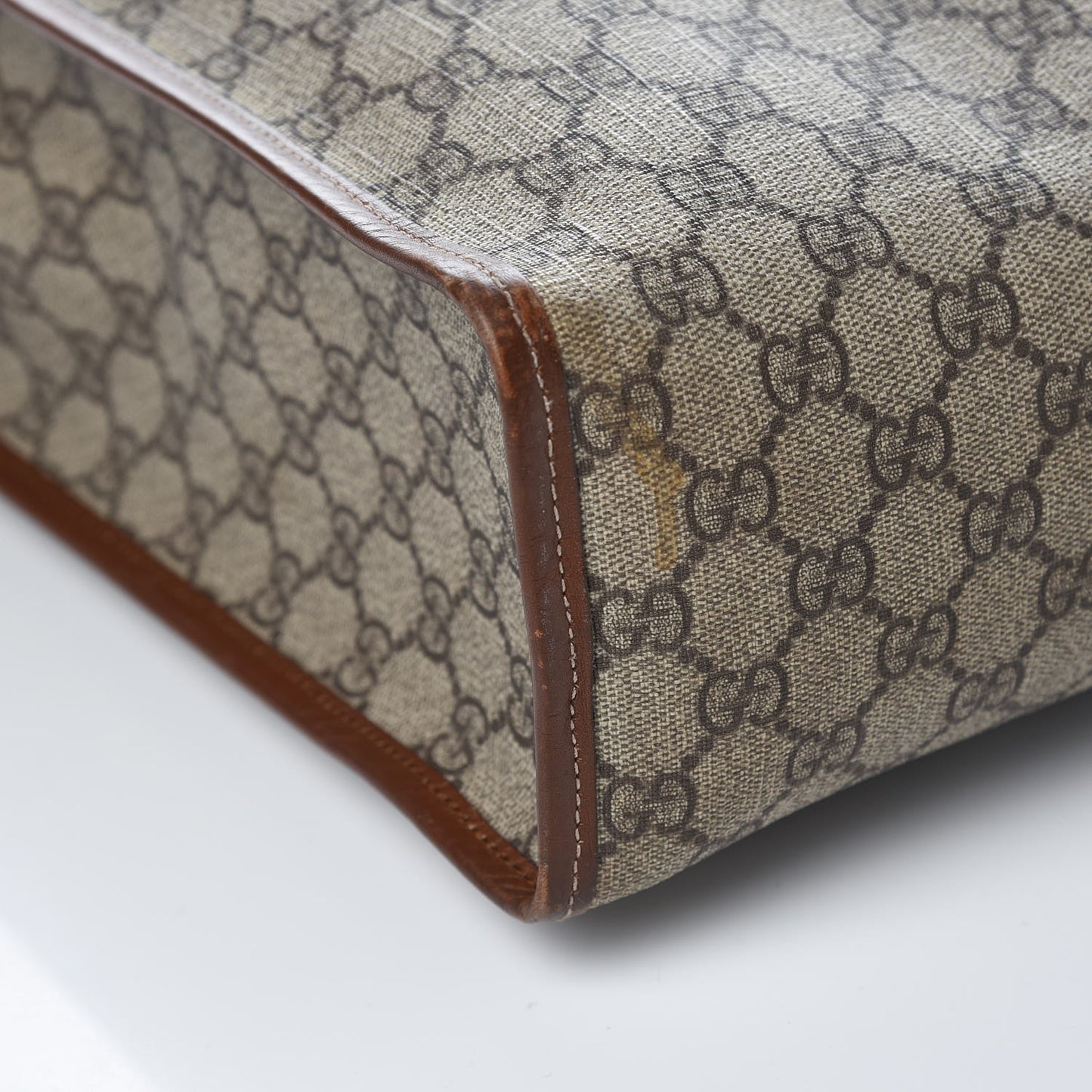 GG Plus Monogram Small Signature Web Loop Vertical Tote Light Brown