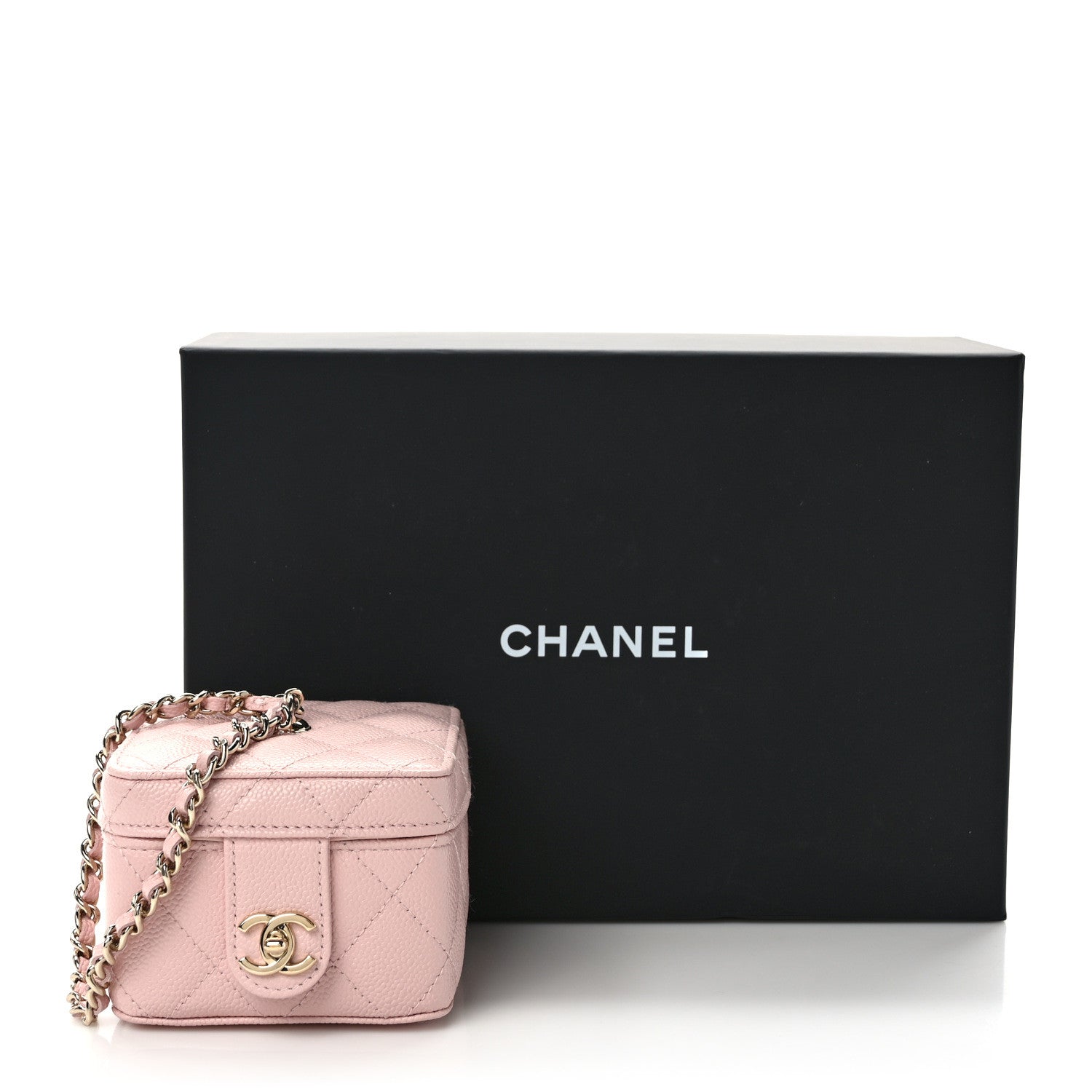 Chanel Caviar Quilted Mini Vanity Wrist Case With Chain Light Pink 12 of 12