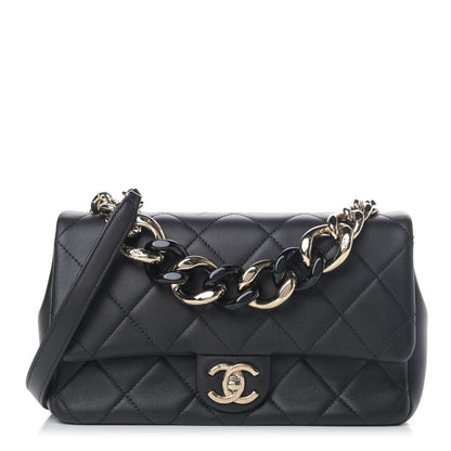 Chanel Lambskin Quilted Resin Bi-Color Chain Flap Bag Black 1 of 5