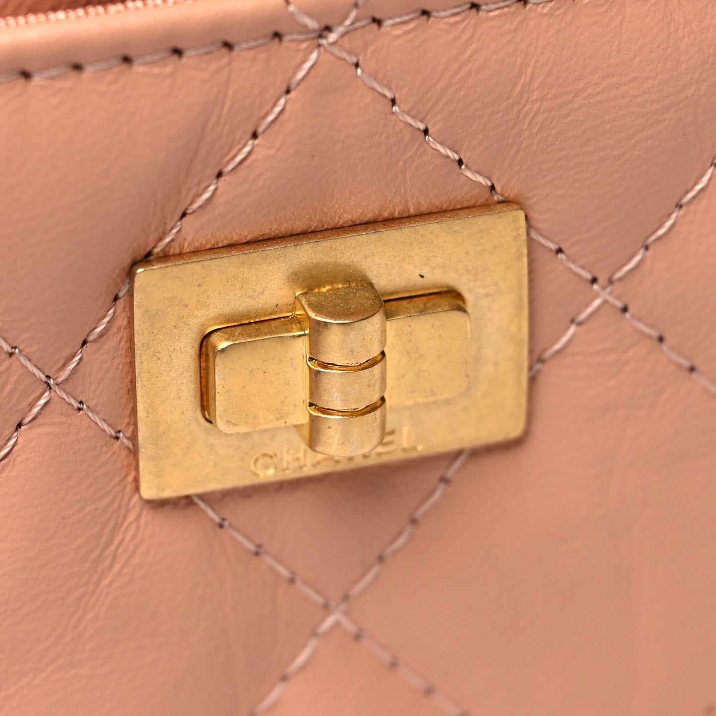 Aged Calfskin Quilted Reissue Card Holder Beige