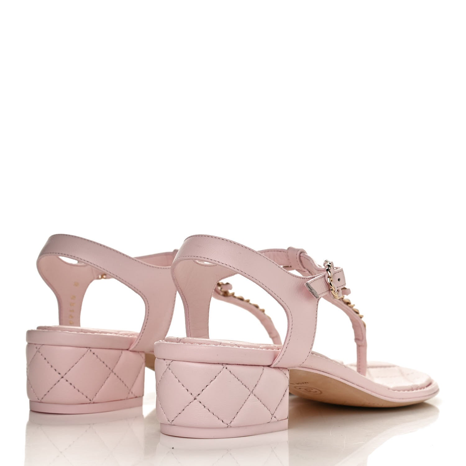 Chanel Lambskin Chain CC Logo Thong Sandals 36 Light Pink 4 of 11