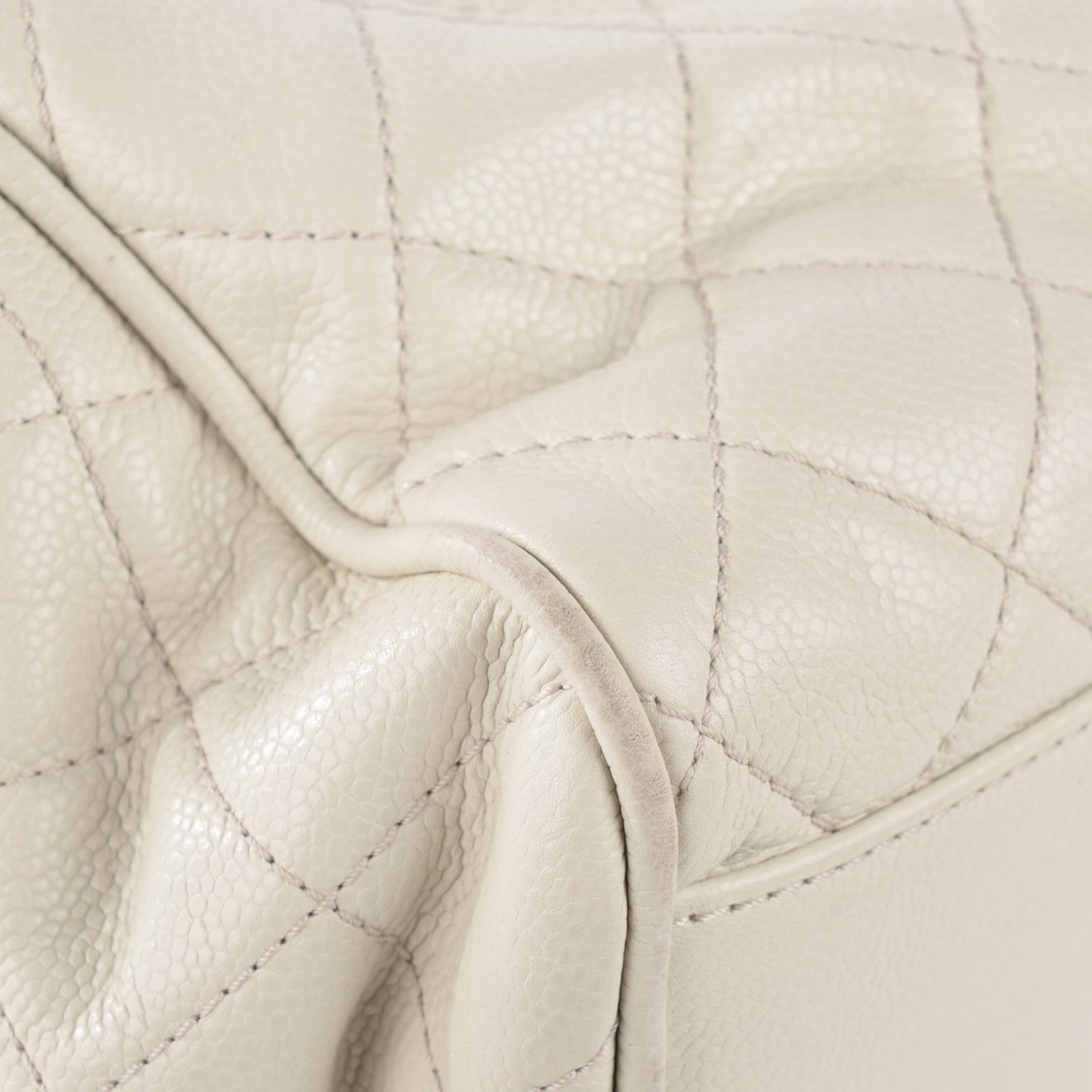 Caviar Quilted Timeless Accordion Flap Dark White