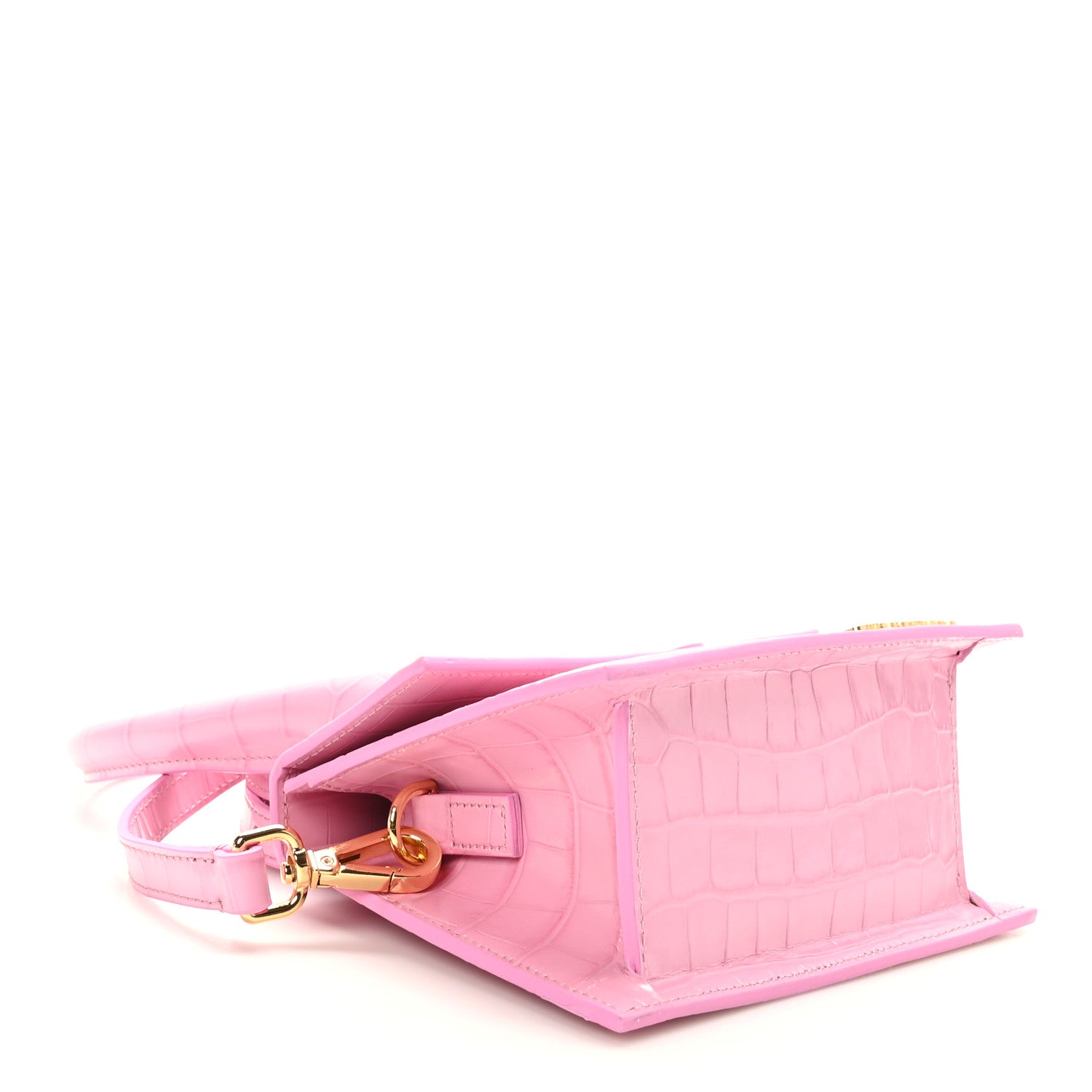 Jacquemus Calfskin Crocodile Embossed Le Chiquito Moyen Pink 4 of 8