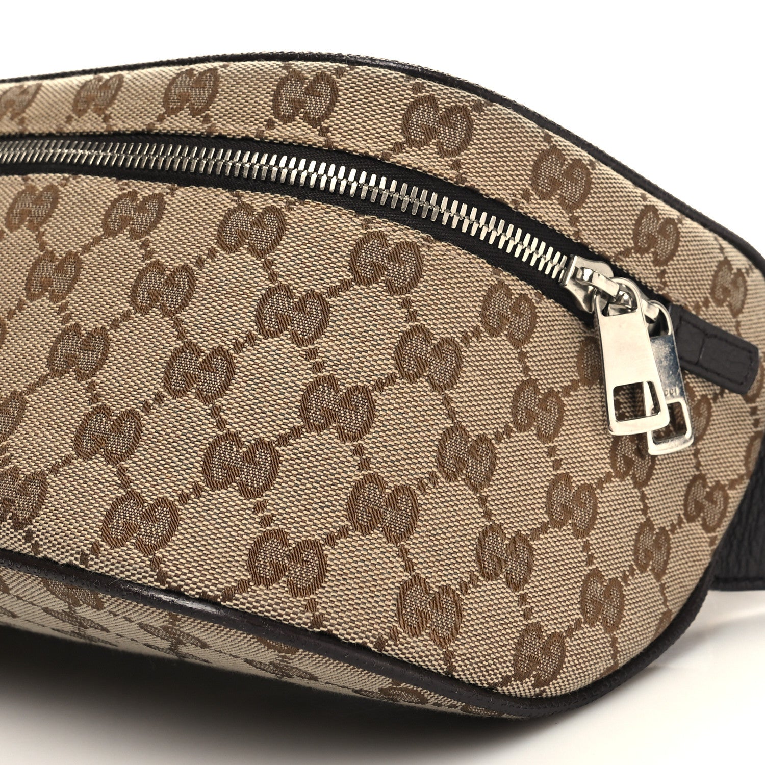 Gucci Monogram Dollar Calfskin Waist Pouch Beige Ebony Testa di Moro Marrone Scuro 10 of 10