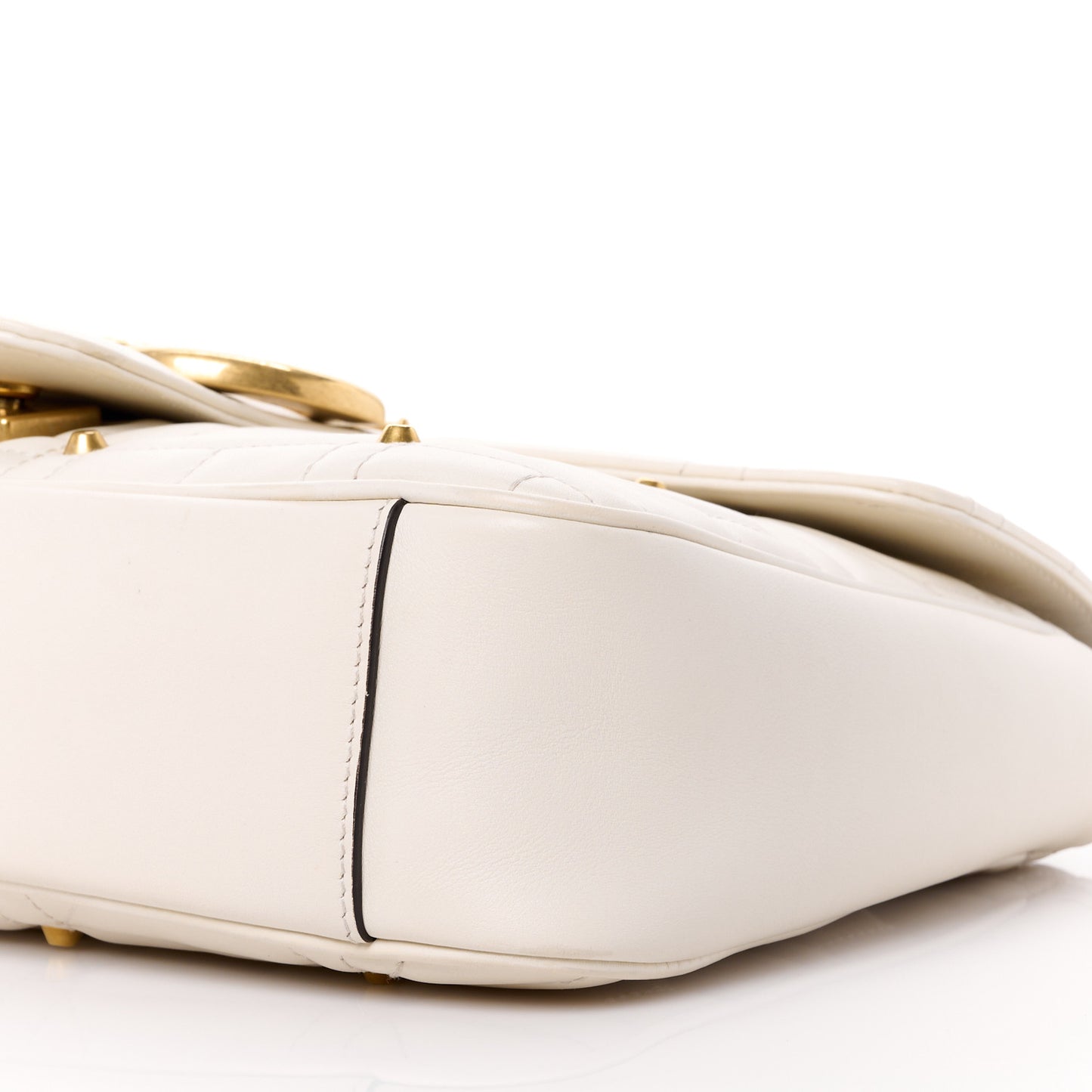 Calfskin Matelasse Studded Medium GG Marmont Shoulder Bag White