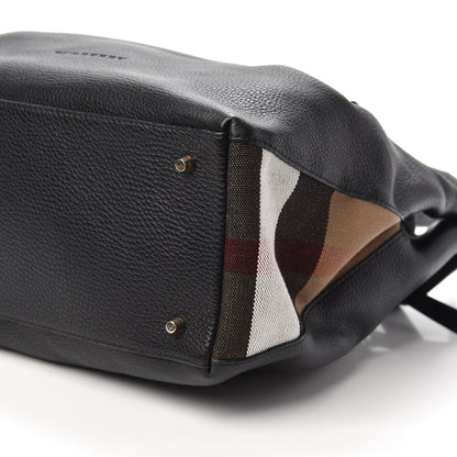 Burberry Grainy Calfskin House Check Medium Maidstone Black 9 of 9