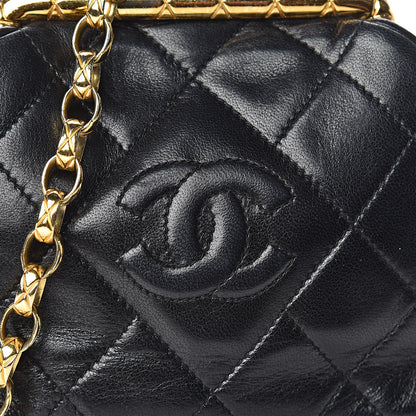 Chanel Lambskin Quilted CC Small Kisslock Evening Bag Black 12 of 12