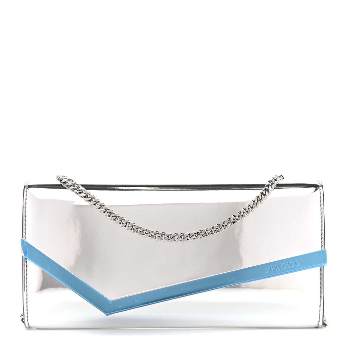 Metallic Mirror Fabric Emmie Clutch Bag Silver