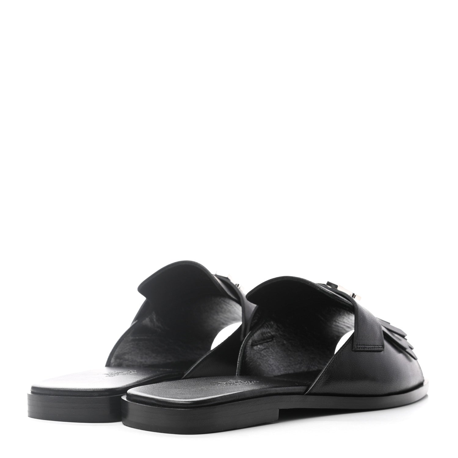 Hermes Goatskin Auteuil Sandals 37 Black 4 of 8