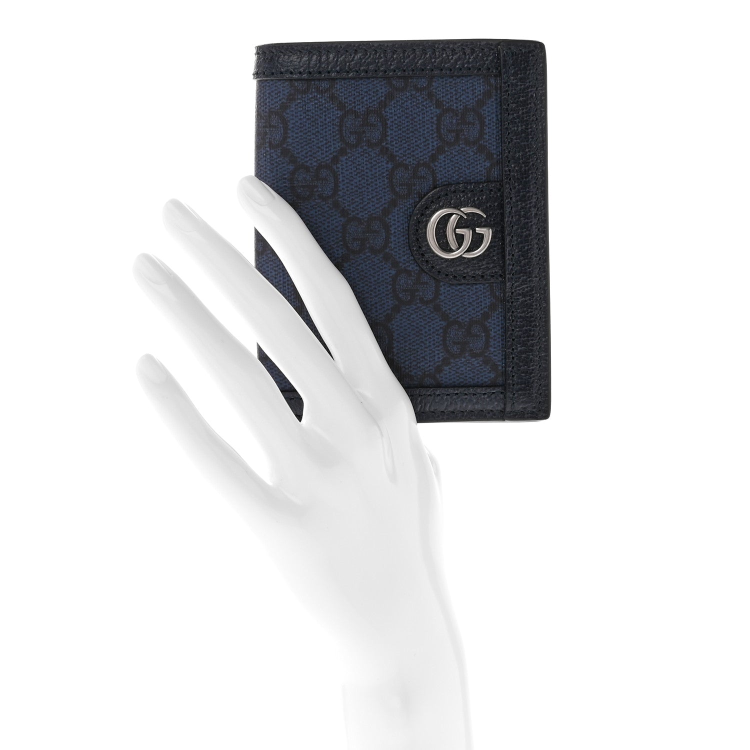 Gucci GG Supreme Monogram Calfskin Ophidia Bi-Fold Wallet Navy Blue 2 of 7