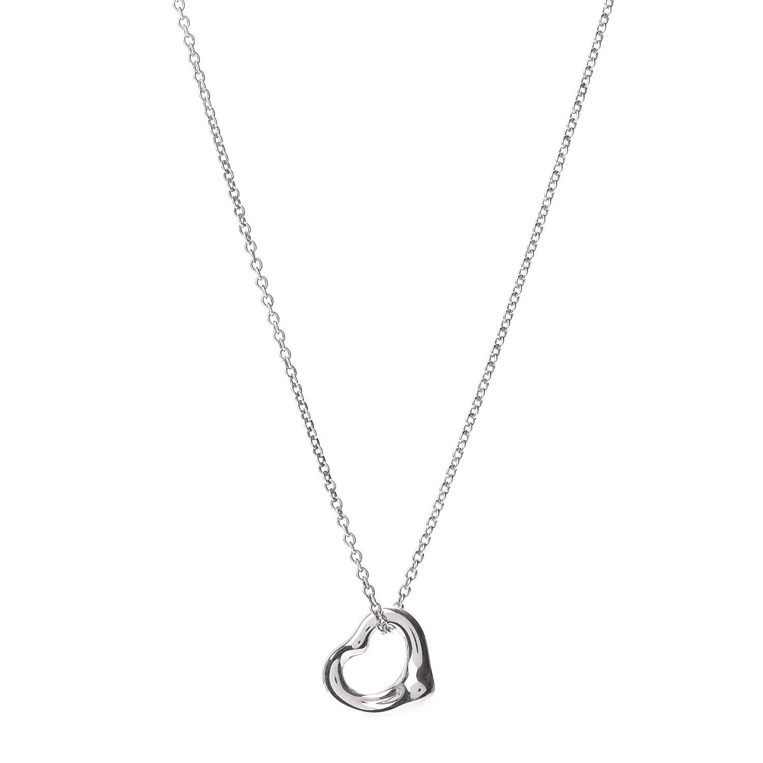 Tiffany Sterling Silver 11mm Elsa Peretti Open Heart Pendant Necklace 1 of 4