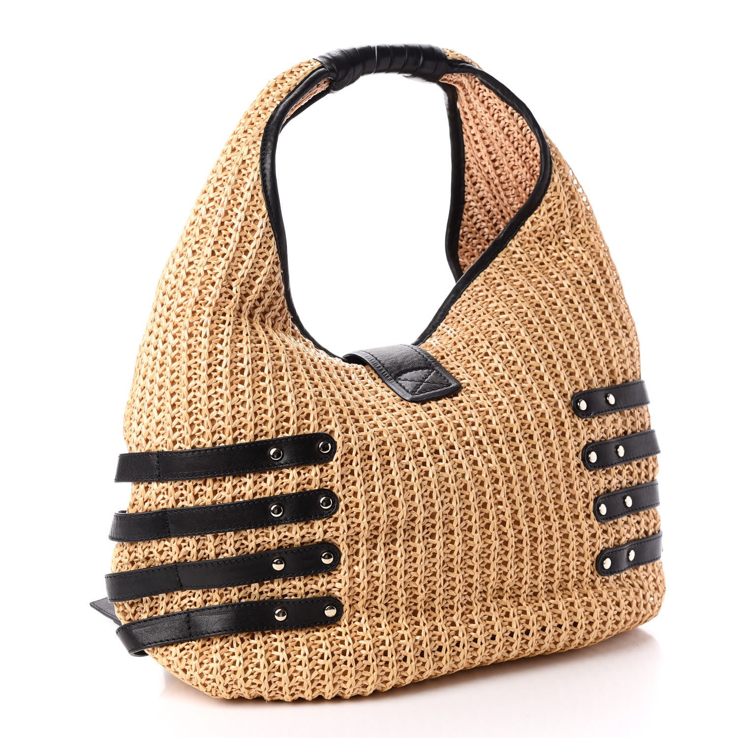 Jimmy Choo Woven Raffia Bali Hobo Taupe 3 of 9