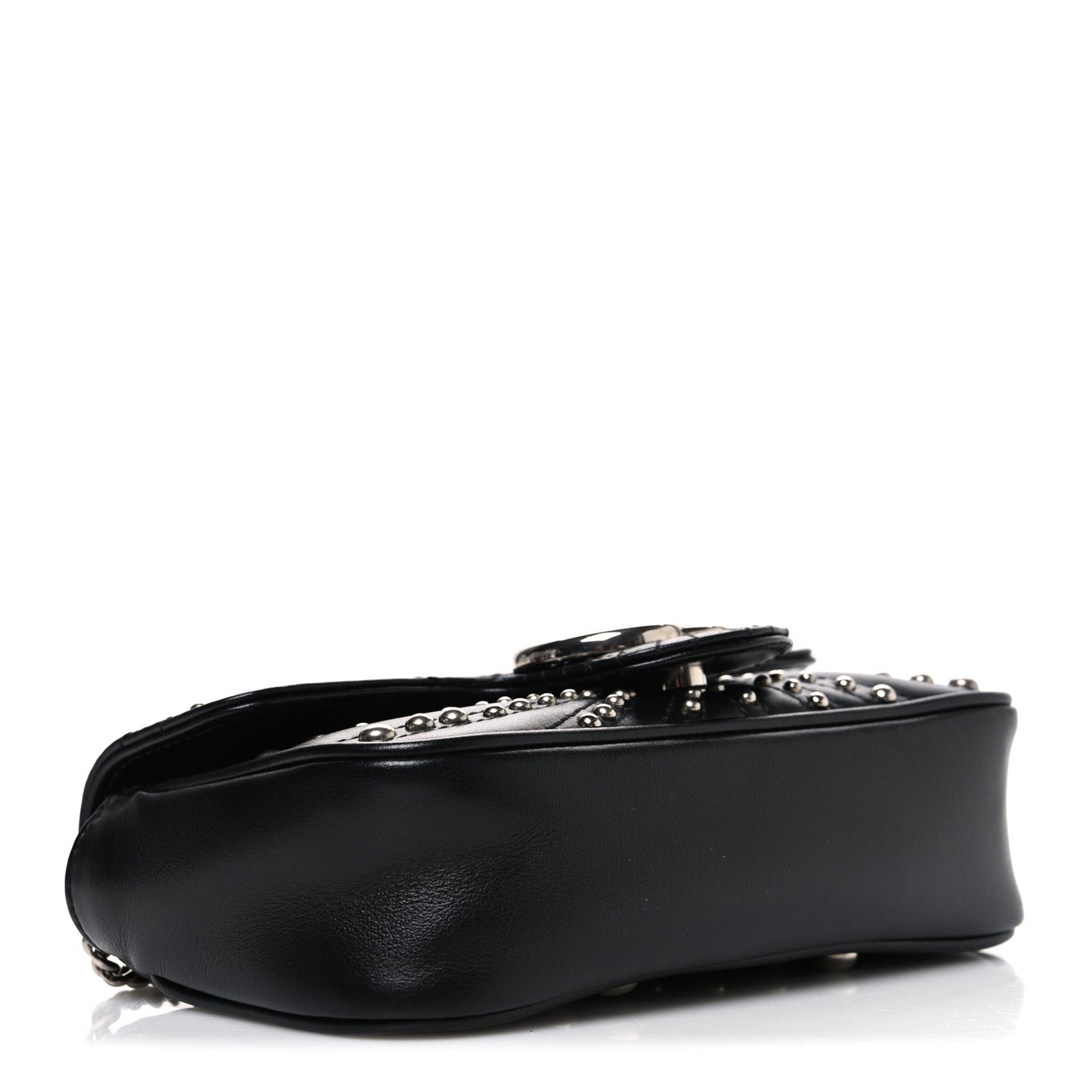 Calfskin Matelasse Studded Super Mini GG Marmont Shoulder Bag Black