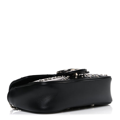 Gucci Calfskin Matelasse Studded Super Mini GG Marmont Shoulder Bag Black 4 of 10