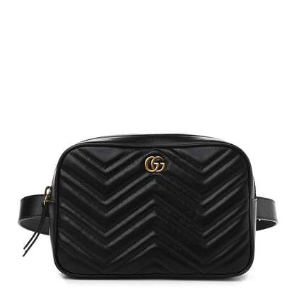 Gucci Calfskin Matelasse Mens GG Marmont Belt Bag 80 32 Black 1 of 10