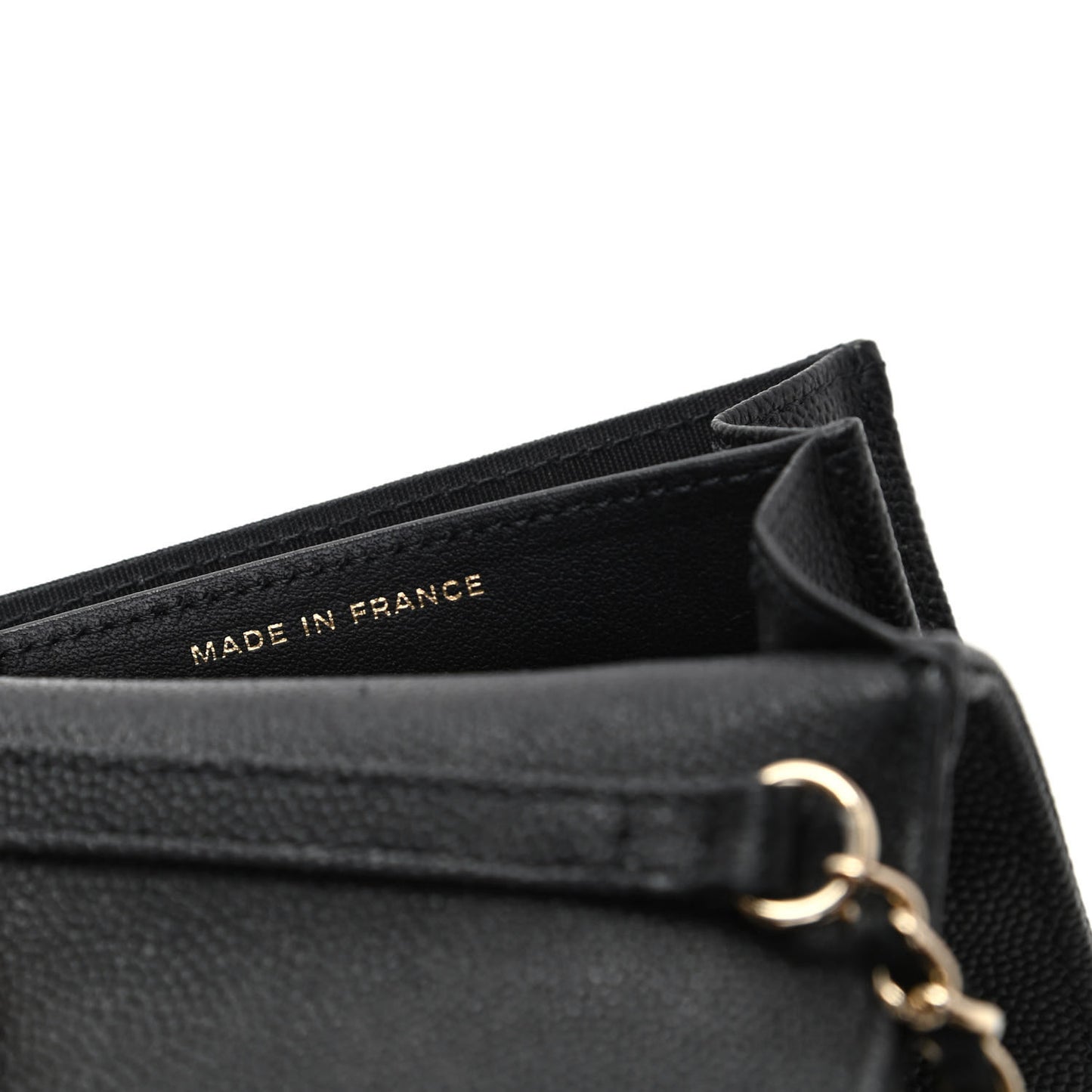Caviar Quilted Vintage Mademoiselle Card Holder On Chain Black