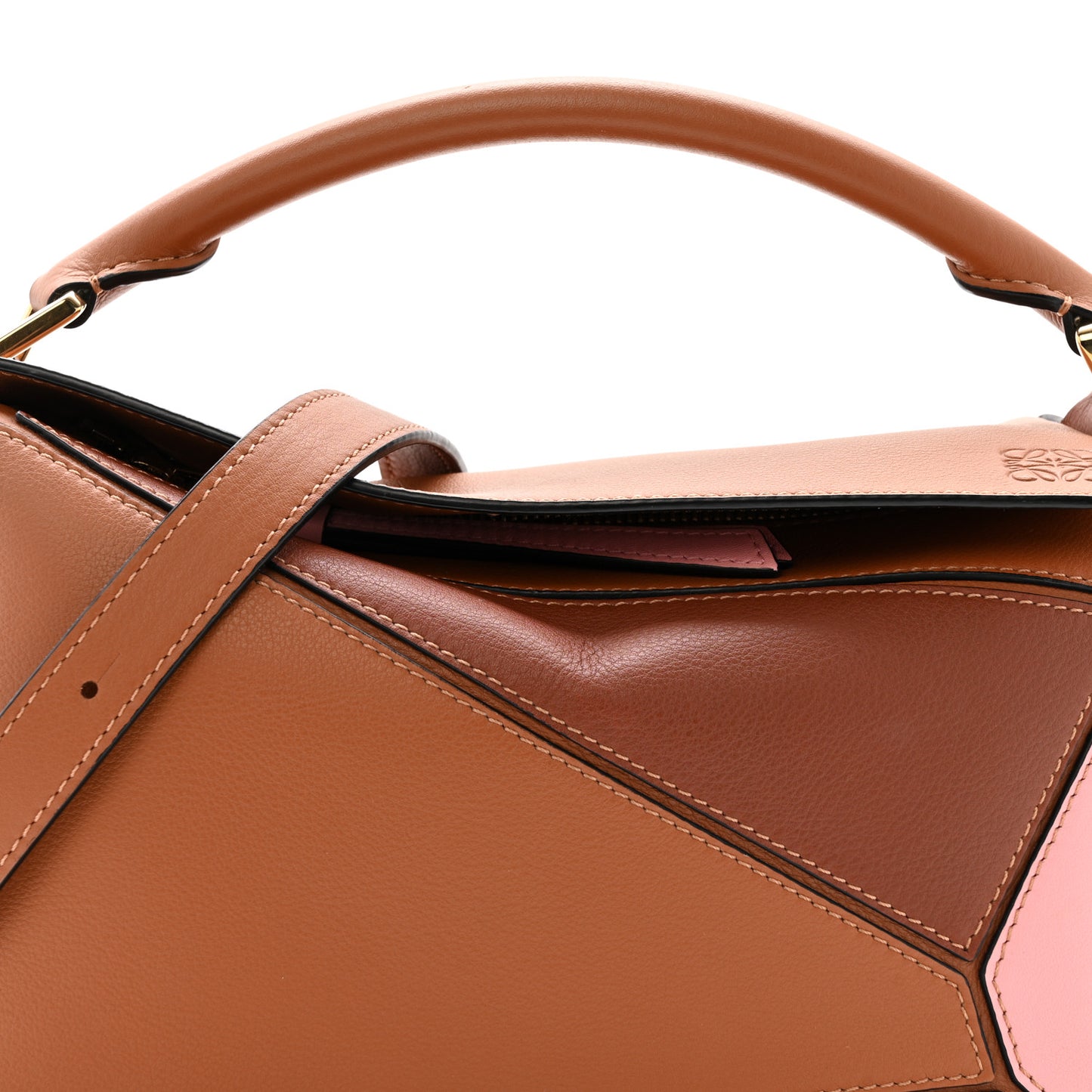 Calfskin Small Puzzle Bag Tan Medium Pink