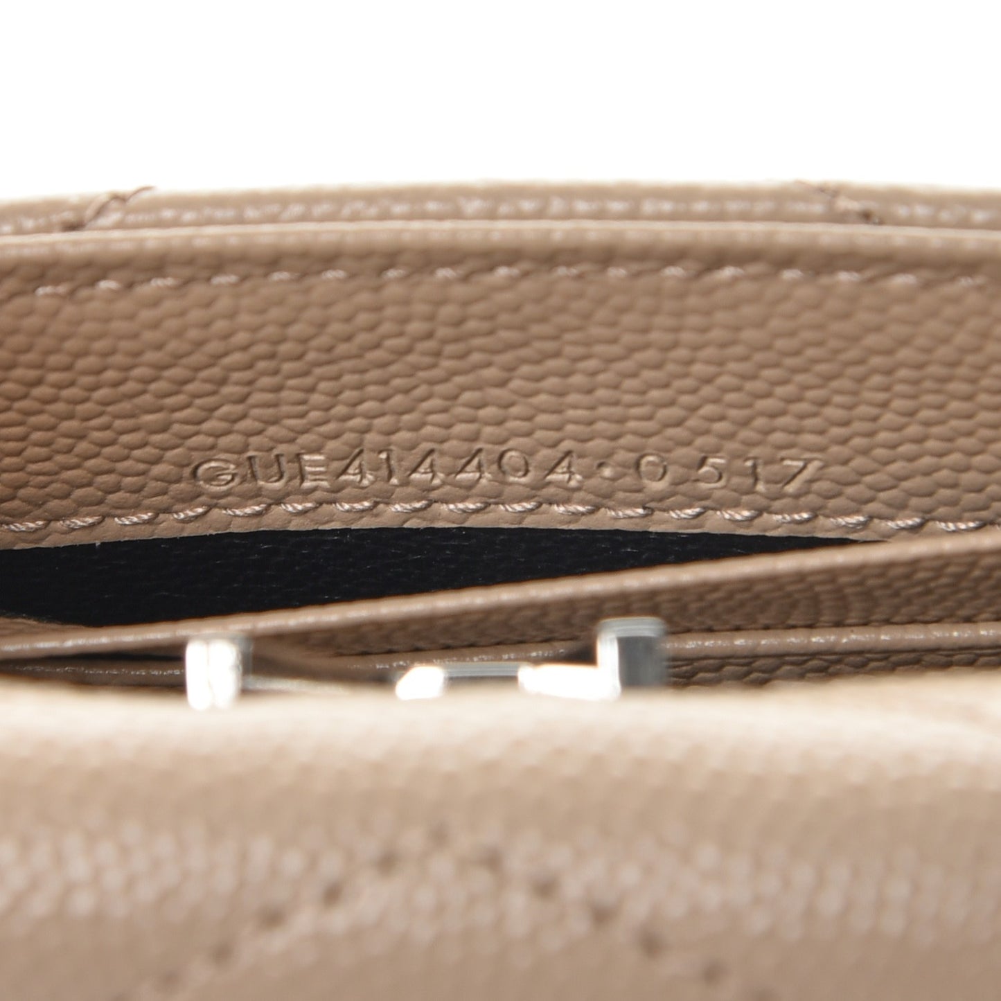 Grain De Poudre Matelasse Chevron Small Monogram Envelope Wallet Dark Beige