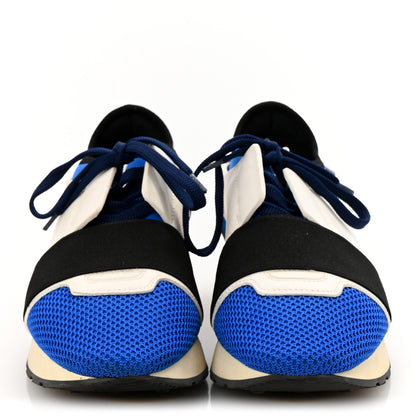 Balenciaga Mesh Neoprene Calfskin Suede Womens Race Runner Sneakers 37 Bleu Saphir White Black 3 of 10
