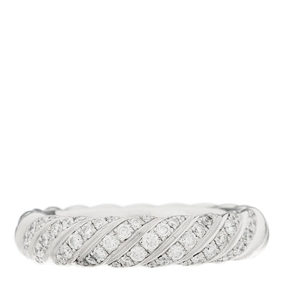 David Yurman 18K White Gold Diamond 4.6mm Sculpted Cable Band Ring 52 6 1 of 4
