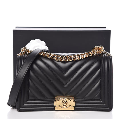Chanel Lambskin Chevron Medium Boy Flap Black 12 of 12