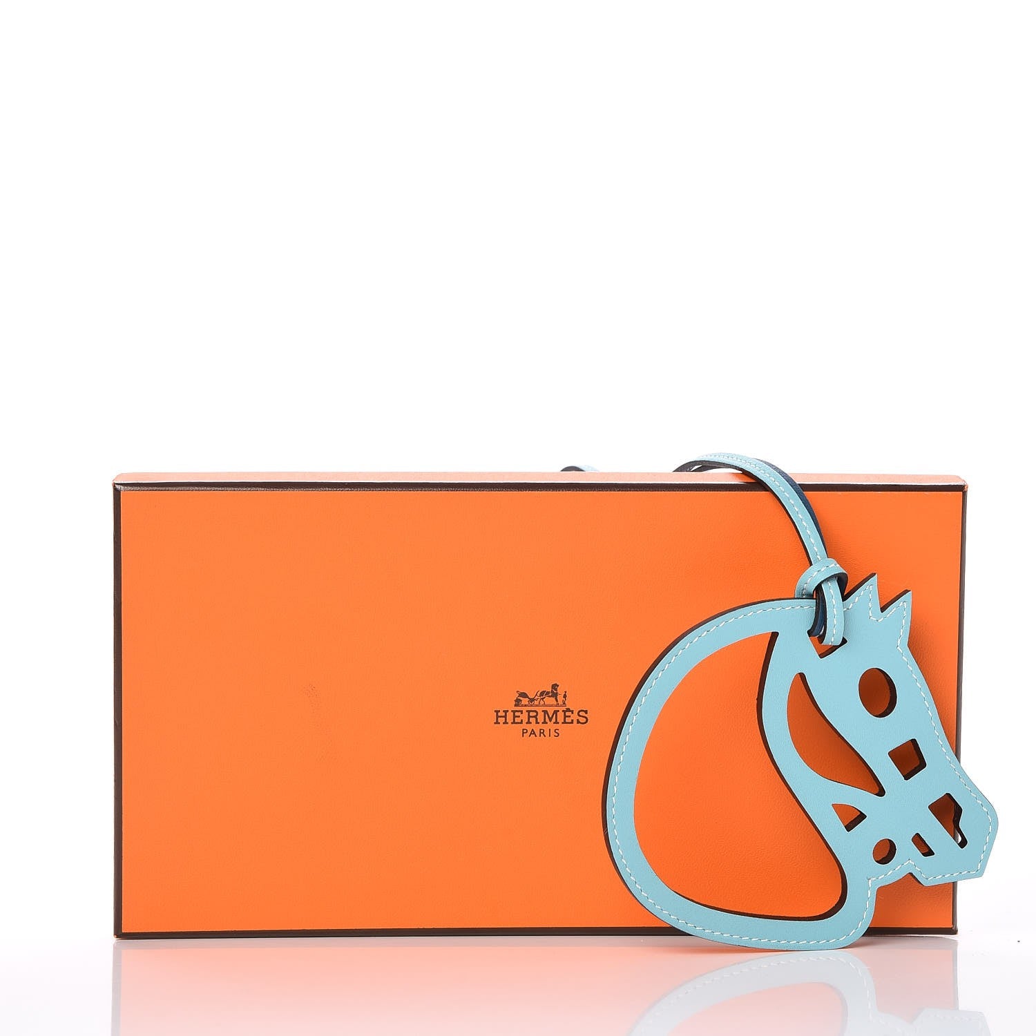 Hermes Swift Paddock Cheval Horse Bag Charm Colvert Bleu Atoll 4 of 4