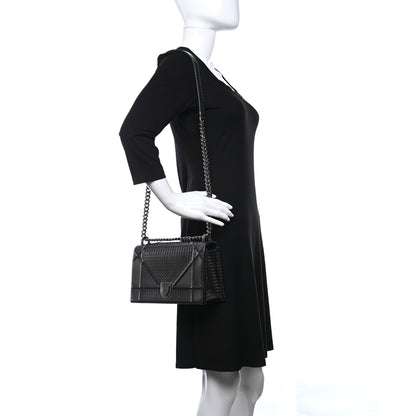Christian Dior Metallic Calfskin Micro-Cannage Medium Diorama Flap Bag Graphite 2 of 14