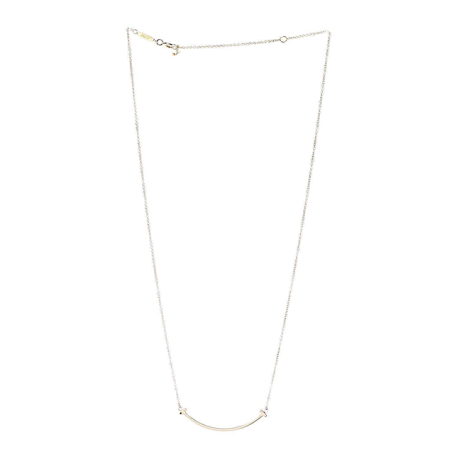 Tiffany 18K Yellow Gold Small T Smile Pendant Necklace 3 of 5