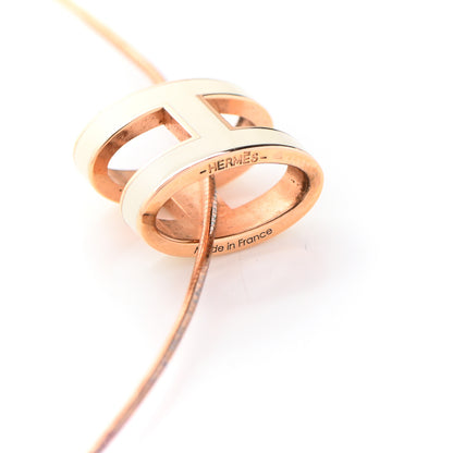 Hermes Lacquered Rose Gold Pop H Pendant Necklace White 5 of 7