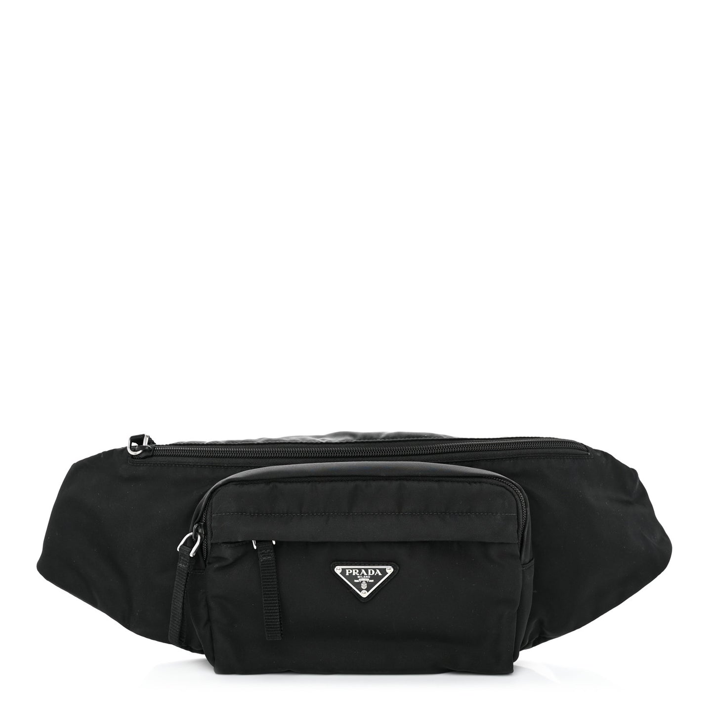 Tessuto Nylon Double Pocket Belt Bag Black