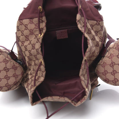 Gucci GG Monogram Script Logo Large Double Pocket Backpack Sahara Rubino Bordeaux 4 of 10