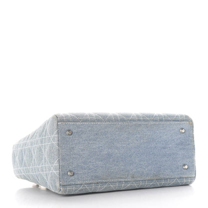 Christian Dior Denim Cannage Medium Lady Dior Blue 3 of 9
