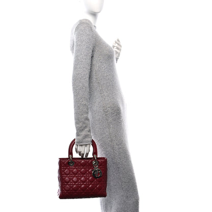 Christian Dior Lambskin Cannage Medium Lady Dior Red 2 of 11