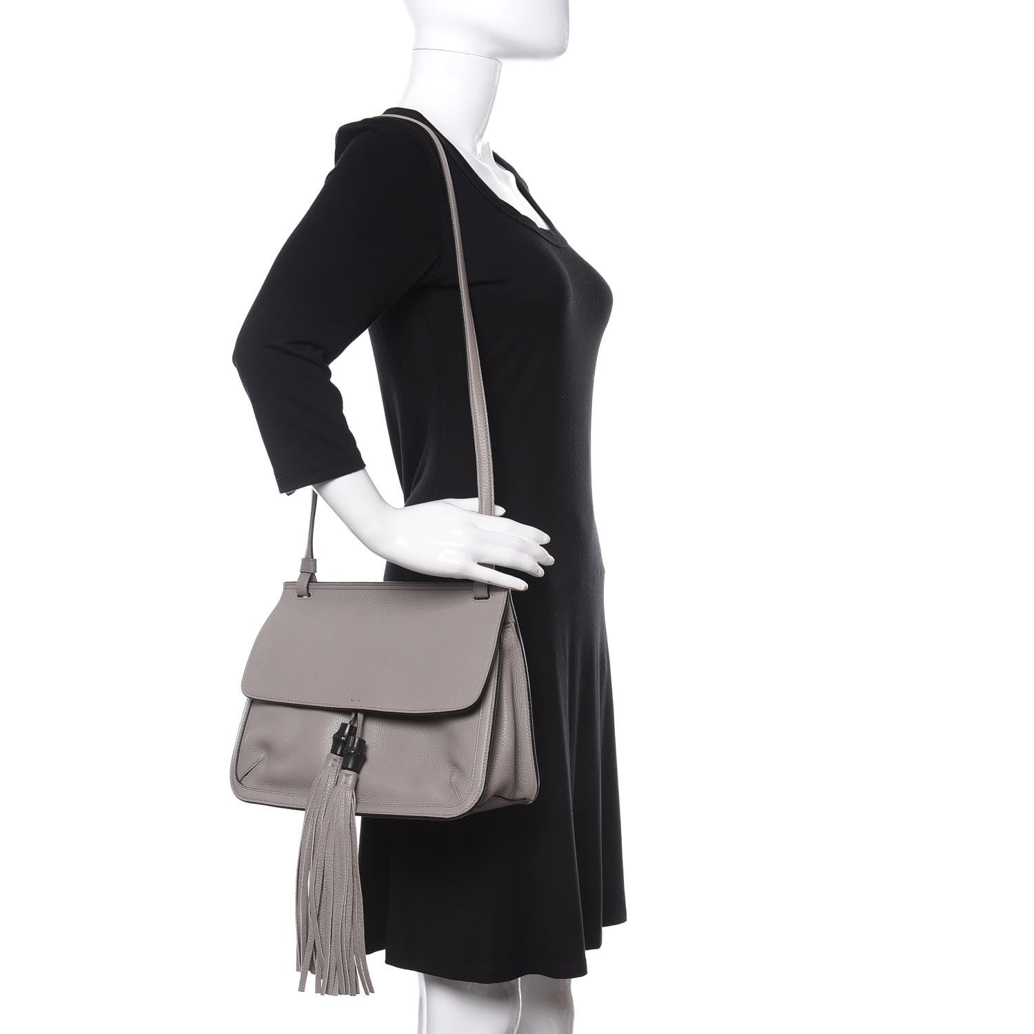 Gucci Cellarius Calfskin Medium Bamboo Daily Flap Shoulder Bag Storm Grey 2 of 11