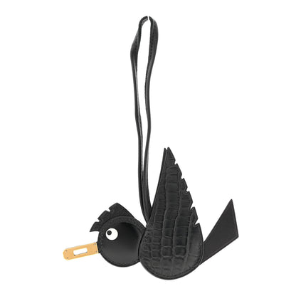 Hermes Swift Alligator Birdy Bag Charm Black 1 of 4