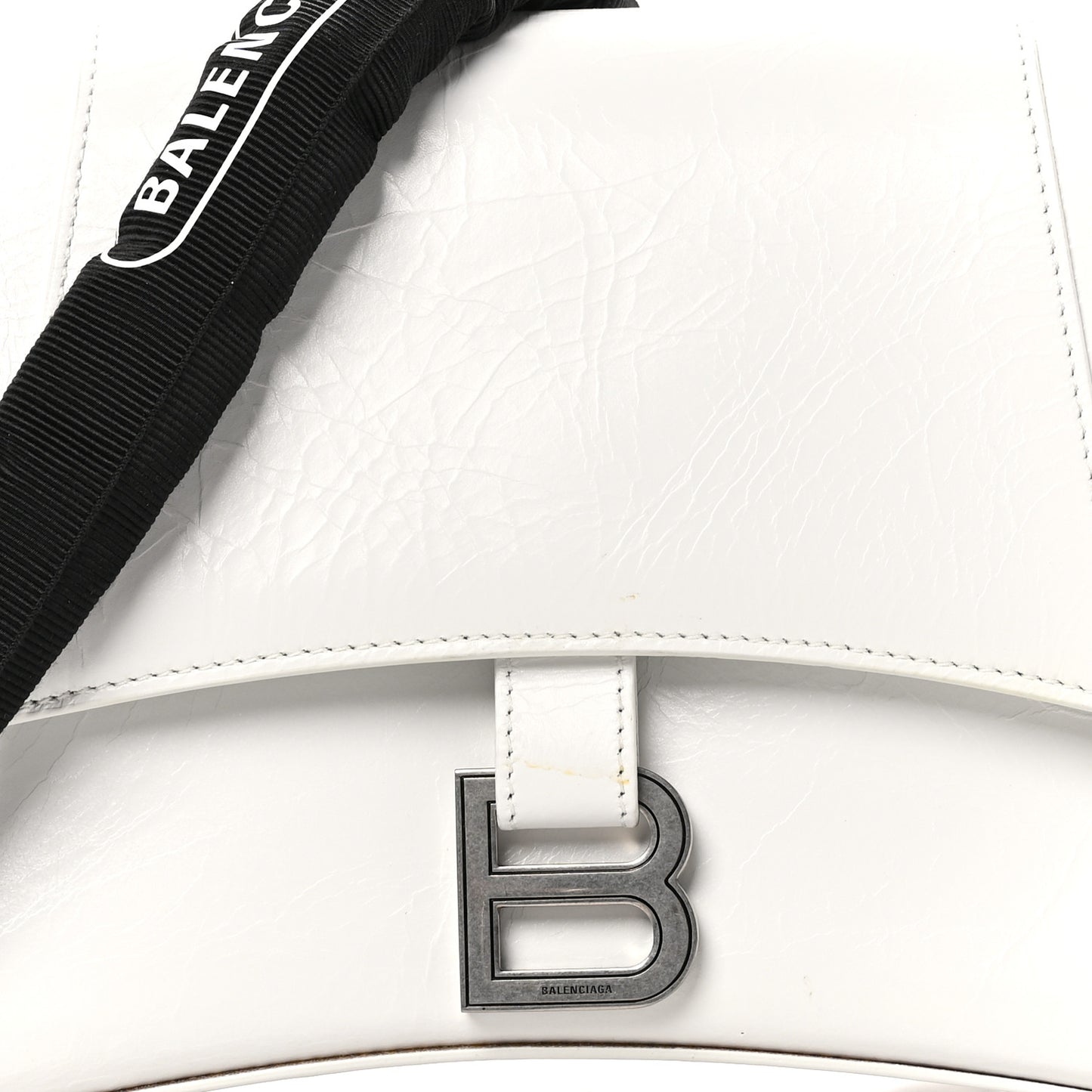 Calfskin S Downtown Chain Shoulder Bag White Black