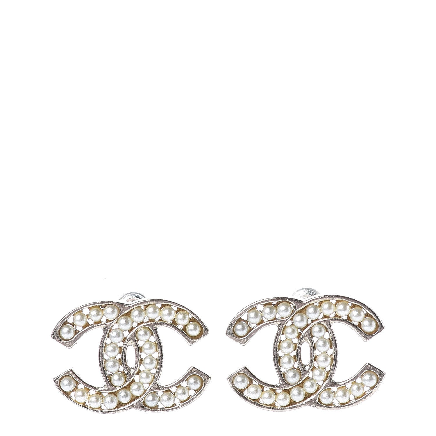 Chanel Pearl CC Earrings Light Gold 1 of 5
