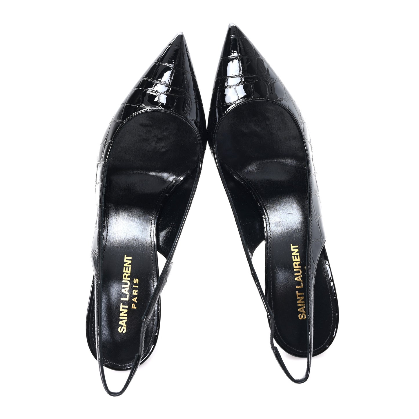 Patent Crocodile Embossed Opyum 110 Slingback 39 Black