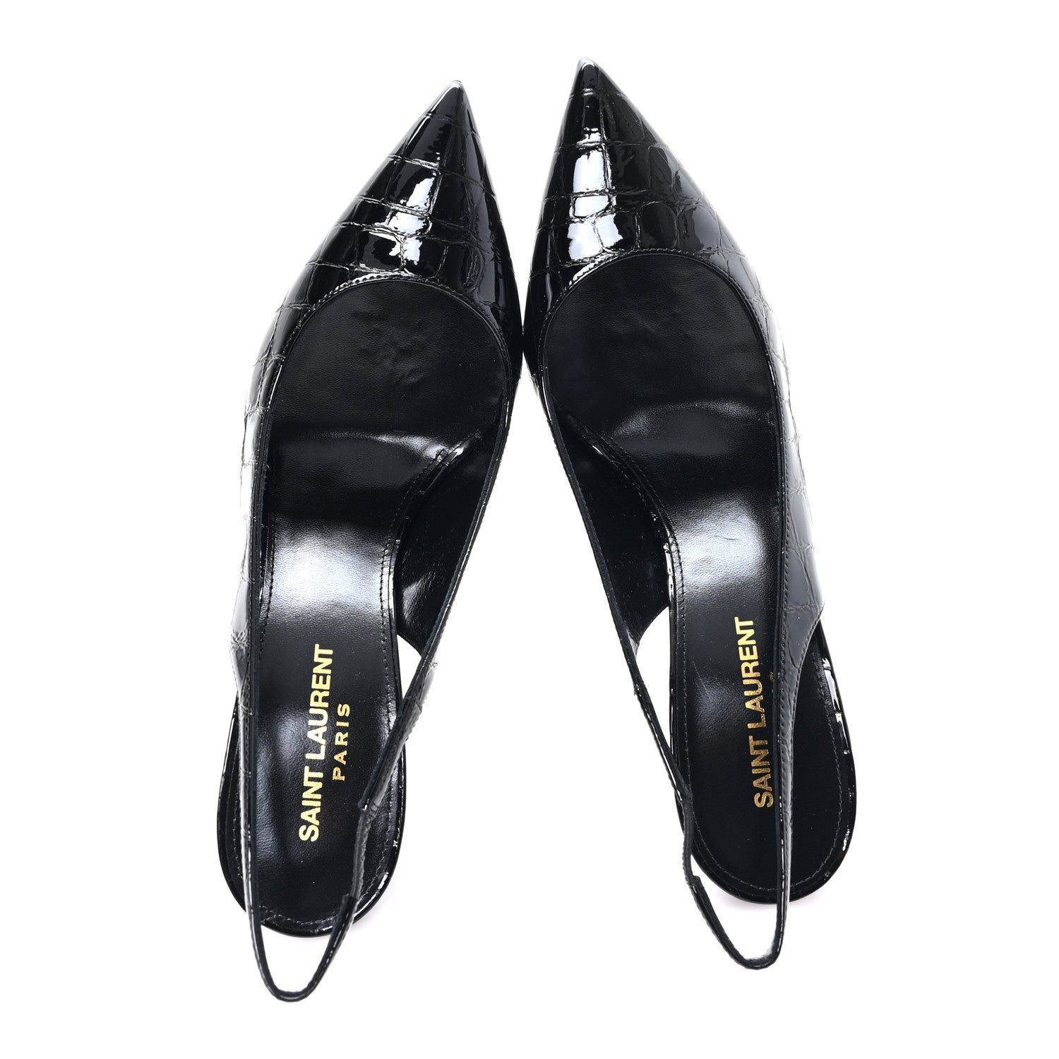 Saint Laurent Patent Crocodile Embossed Opyum 110 Slingback 39 Black 2 of 10