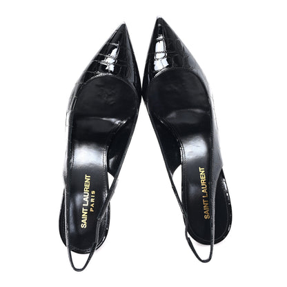 Saint Laurent Patent Crocodile Embossed Opyum 110 Slingback 39 Black 2 of 10