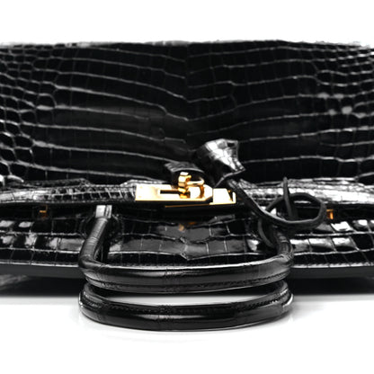 Hermes Shiny Niloticus Crocodile Birkin 30 Black 12 of 33