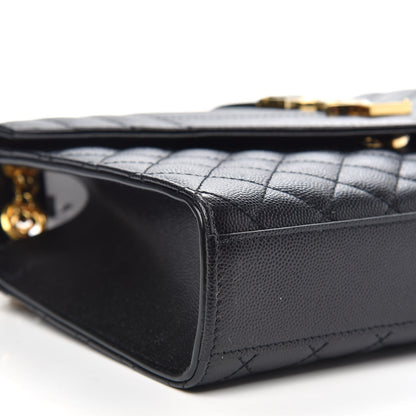Saint Laurent Grain De Poudre Textured Mixed Matelasse Triquilt Medium Monogram Satchel Black 8 of 9