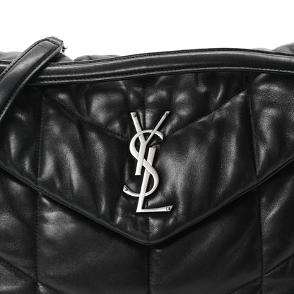 Saint Laurent Lambskin Quilted Medium Loulou Puffer Monogram Chain Satchel Black 7 of 9