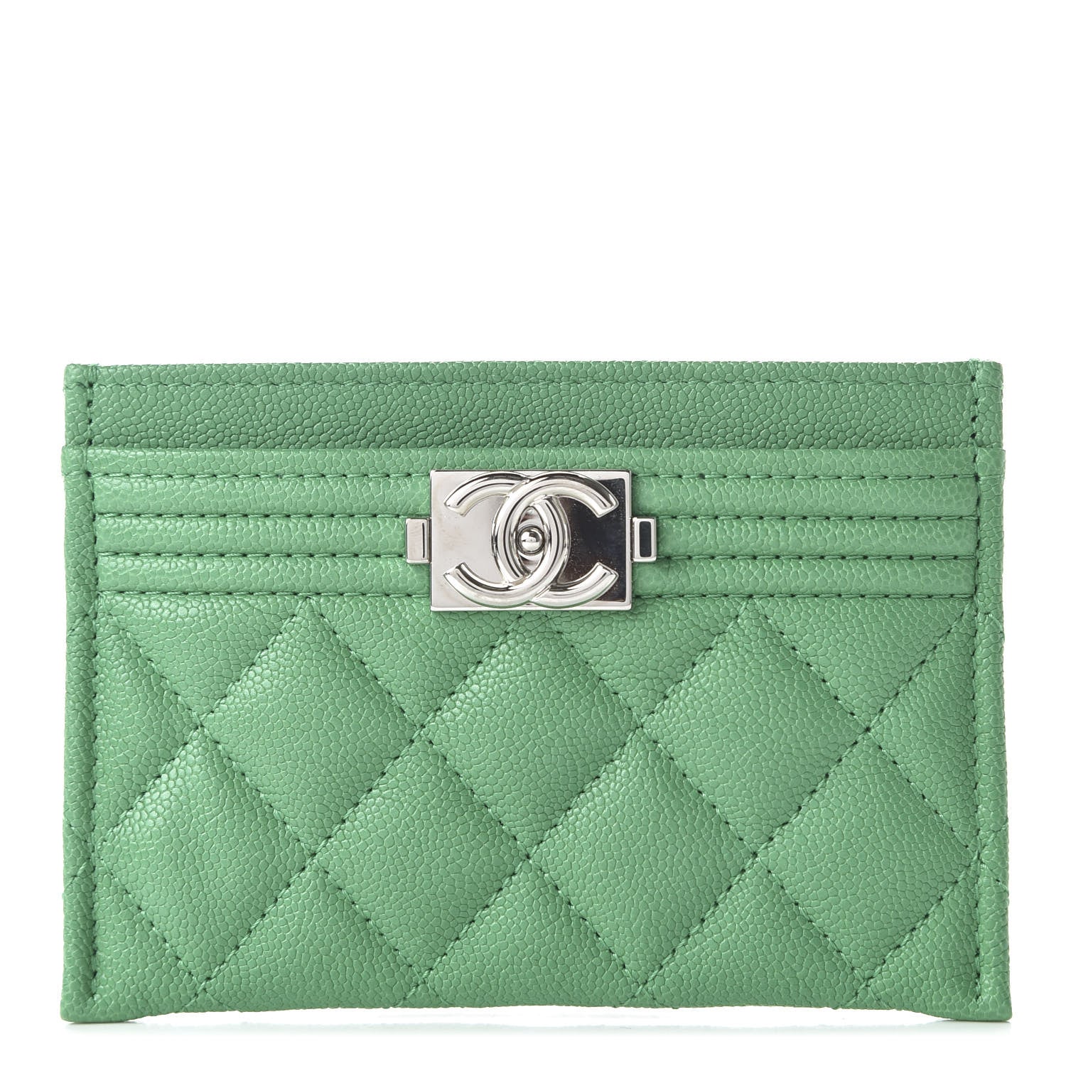 Chanel Caviar Quilted Boy Card Holder Green 1 of 12