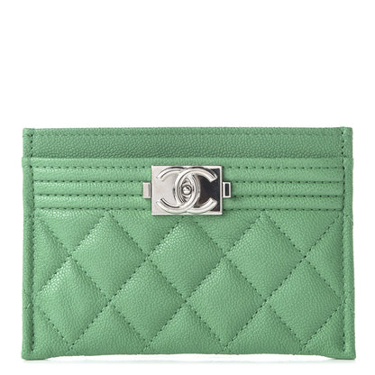 Chanel Caviar Quilted Boy Card Holder Green 1 of 12