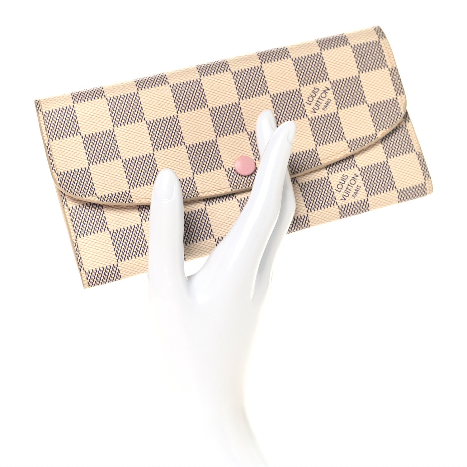 Louis Vuitton Damier Azur Emilie Wallet Rose Ballerine 2 of 8